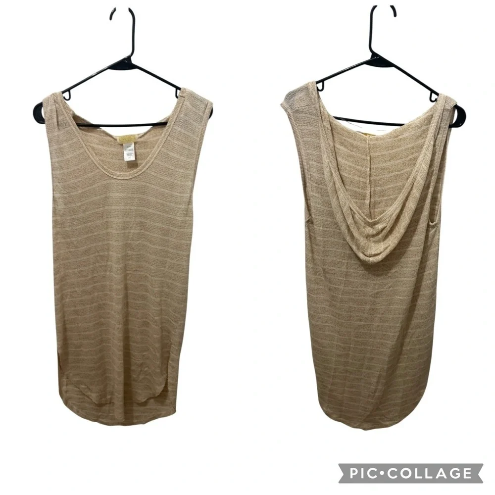 l Space Tan Hooded Cover Up Tunic Dress Size Large